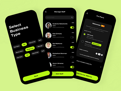Salon Registration form and Manage Staff plus Subscribe Pro Plan bold booking compare plans ecommerce emloyees haircut manage staff modern plans salon spa subscription uiproduct