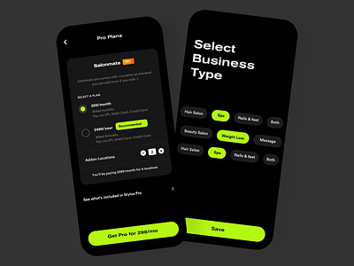 Salon Registration form and Manage Subscribe Pro Plan V2 agency app bold design ecommerce ios manage modern offers plans pro product design subscribe top trending