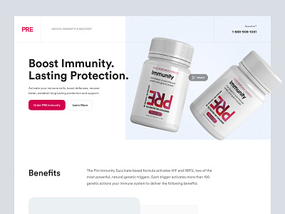 PRE Immunity hero section 💊 capsule clean clean design corona covid 19 health health care healthy hero hero section immunity landing landing page medicine pills responsive design ui user interface web website