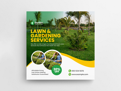 Lawn & Gardening Service Social Media Post | Landscaping Design banner branding clean corporate creative design grass instagram post landscaping lawn lawn mower marketing modern mower professional service social media template