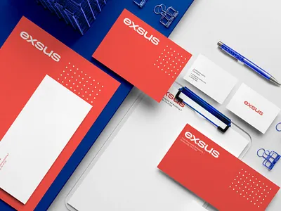 Exsus - Brand Identity (Construction Company) blue brand identity branding branding agency builders branidng construction company branding construction logo logodesign orange print design real estate stationery design typogrpahic logo