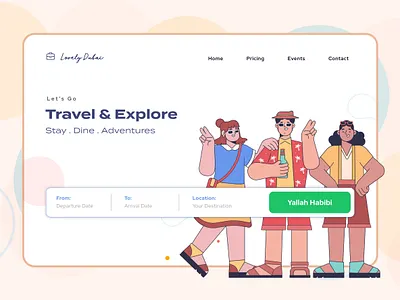 Travel and Tourism adventure design dubai exploration explore faizan saeed illustration interface landing screen minimal mobile design party tourism travel travel world ui ui design ux vacation web design
