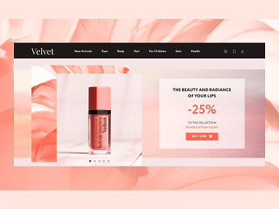 Advertising banner for an online cosmetics store adv advertisement banner beauty cosmetics design ecommers graphic design landing landing page lipgloss lipstick online shop shop ui