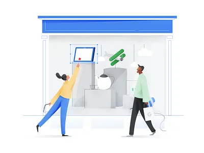 Google Retail character design design flat illustration styleframe vector