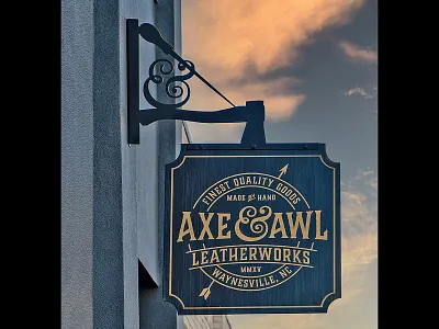 Axe & Awl Projection Sign art art director art director orange county brand design design environmental design graphic designer jamie stark logo orange county graphic designer signage design typography