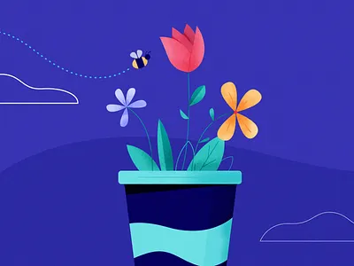 Flowers flat illustration minimal styleframe texture vector