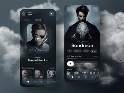 Streaming Platform App Concept broadcast cinema dark film imbd ios media mobile movieapp netflix sandman streaming streaming platform tv show ui user interface ux video