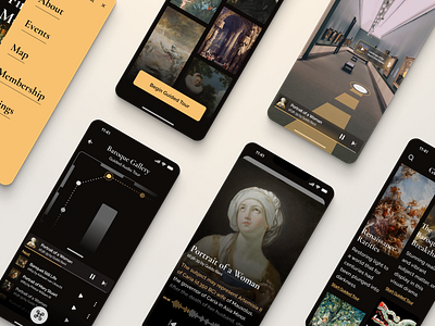 Museum Guided Tour App ar art baroque design experience figma interface mobile mockup museum ui ux