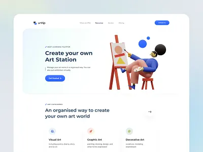 Art Gallery Management Web Exploration 3d agency application art branding creative agency graphic design header illustration landing page minimal trendy ui web web design website website design