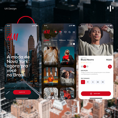 H&M App Design app design branding brasil brazil brazillian cloth app clothes hm instagram ios logo new york red roupa shop ui ui branding web design