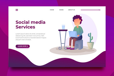 Social Media Services - Landing Page app back background backup backupgraphic branding chand creative design flat header hero illustration landing page surotype ui ux web website