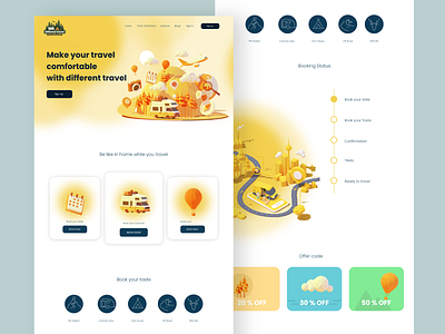 Make your travel comfortable with different travel camping caravan new ui travel trip trucking ui ux yellow