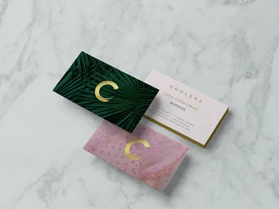 Cholena Restaurant - Business Cards brand identity branding business card c logo california gold foil graphic design logo logo design minimal branding palm springs restaurant branding stationery
