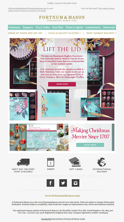 Fortnum & Mason - emailing webdesign