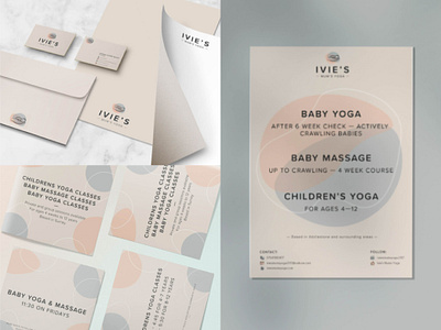 Ivie's Mum & Baby Yoga baby illustration baby logo baby yoga brand identity branding design graphic design illustration logo logo design mindfulness minimal branding mother and baby yoga neutral branding neutral colour palette social media vector yoga logo