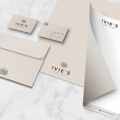 Ivie's Mums Yoga - Stationery baby illustration baby logo baby yoga baby yoga branding brand identity brand package brand stationery branding business card design graphic design illustration letterhead logo design minimal branding mother and baby logo stationery typography vector yoga
