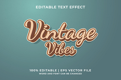 Vintage vibes text effect Premium Vector background banner design editable graphic design illustration logo text effect typography vector vintage