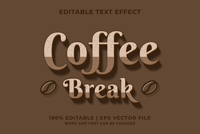 Editable text effect coffee color text style 3d banner coffee design editable graphic design illustration logo text effect typography vector