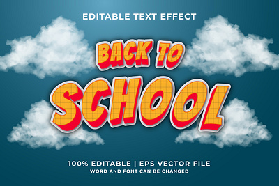 Back to school text, font style editable text effect 3d back to school design editable graphic design illustration logo text effect typography vector