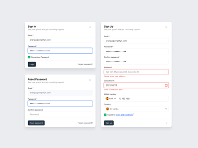 Ample Design System | Sign In/ Sign Up Modal components modal reset password sign in sign up signup