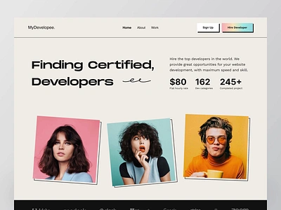 MyDevelopee - Dev Finding Hero Section animation back end classic code coder cursor dev developer finder front end header hero section interaction landing page motion graphics programing programmer web website websites