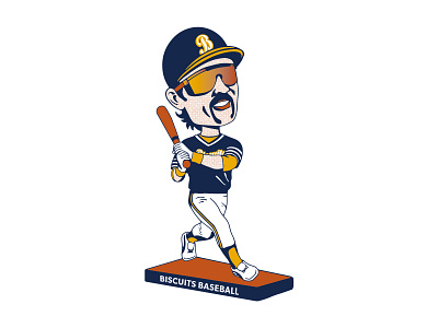 Ricky Biscuits baseball bobblehead illustration minor league mullet pit vipers