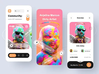 centric NFT marketplace branding design illustration logo ui ux 应用 插图 移动 设计