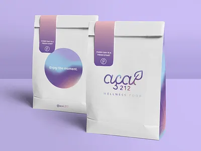 Açai 212 - Food paper bag acai açai berries branding clean design eco friendly elegant food frozen food gradient ice cream kraft leaf logo minimal modern natural packaging vegan vegetarian