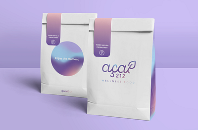 Açai 212 - Food paper bag acai açai berries branding clean design eco friendly elegant food frozen food gradient ice cream kraft leaf logo minimal modern natural packaging vegan vegetarian