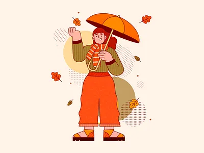 Autumn is here! 2d art app illustration autumn autumn leaves character design cozy fall flat illustration stroke illustration vector vector art