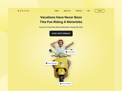 M.O.N.T.O.R - Transportation landing page branding design exploration explore landingpage motor rent transportation ui uidesign uiux webdesign weblanding