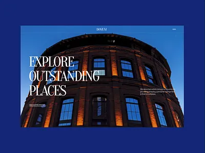 Domum - Real Estate Website - Hero Animation animation architecture blue figma grid layout hero animation hero section interior design minimal motion real estate serif font ui ui design website
