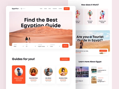 Egypt Travel Guide Website adventure ancient booking city guide egypt egypt travel guide landing landing page pharaohs terrorism tour travel travel guide trip ui design vacation web web design website