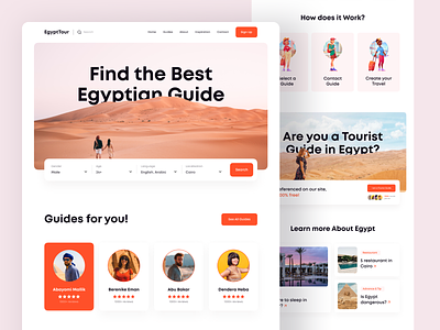 Egypt Travel Guide Website adventure ancient booking city guide egypt egypt travel guide landing landing page pharaohs terrorism tour travel travel guide trip ui design vacation web web design website