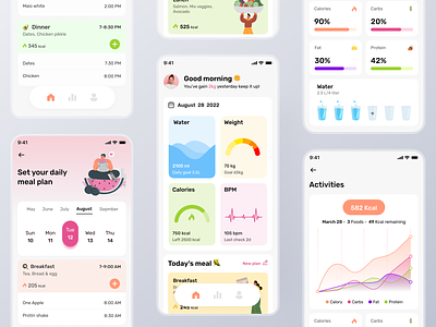 Diet and Food Tracker App Design app app design counter diet diet app fitness app food and drink health app healthy eating macrotracker mobile mobile application nutrition protein tracker weight weight lifting weight loss workout app workout tracker