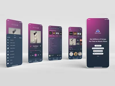 Music Place App UI Design adobe xd app design music music app music app ui online streaming app product design ui ui design ux