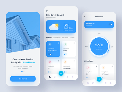 SmartHome Mobile App 2021 blue clean design flat home minimal minimalis minimalism minimalist mobile new poppular popular smart smart home trend trend 2021 ui web design