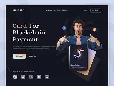 Blockchain Payment Card website design bank bitcoin blockchain blockchain website business card crypto features financial home page money network new nft payment payment website ui ui design web3 website