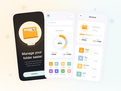 Memo - File Manager Mobile App clean file file manager file manager mobile app file mobile app home illustration minimalist mobile mobile app onboarding storage ui uiux