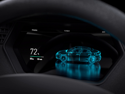 Car Charging HMI animation automotive c4d car car charging car ui charging cluster dashboard hmi motion design particle ui motion x particles