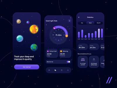 Sleep Monitoring Service android animation app app interaction dashboard design design ui health interaction interface ios mobile mobile ui monitor quality sleep better sleep monitoring app track ui ux
