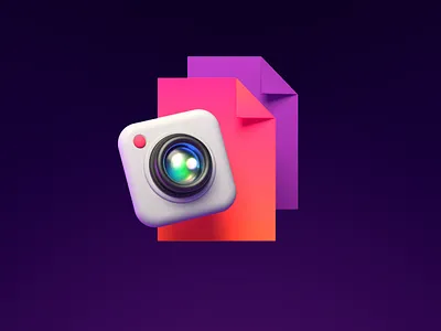Photo Icon. 3d camera document file explorer files icon illustration lens photography ui