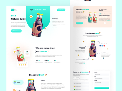 Beverage Products Landing Page - Petit 3d app beverage branding design ecommerce graphic design landing page online shop product ui ux web website