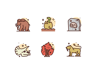 Prehistorical Icons history icons illustration prehistoric premium