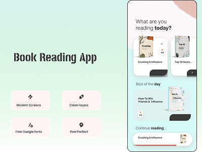 Book reading app beautiful book app bookapp layered vectorized