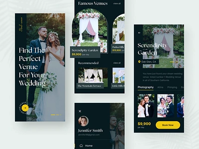 Destination Wedding Mobile App UI app design app designer app ui booking app bride clean events groom invitation management app marriage marriage app mobile app save the date uiux ux wedding wedding app wedding booking wedding venue