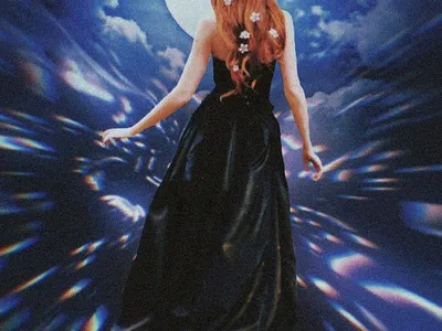 night`s princess back black blue night princess woman