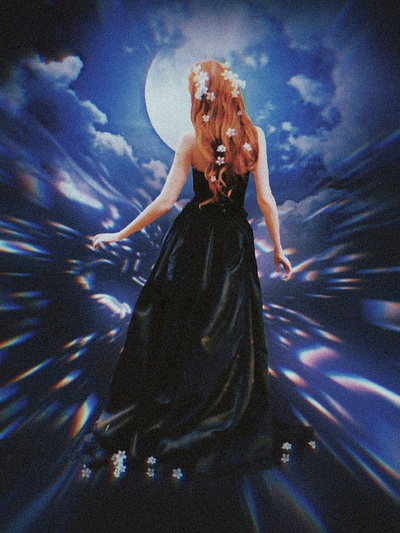 night`s princess back black blue night princess woman