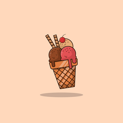 Ice Cream Cup Illustration cone cup design flat design flat illustration ice cream ice cream cup icon illustration minimal ui vector