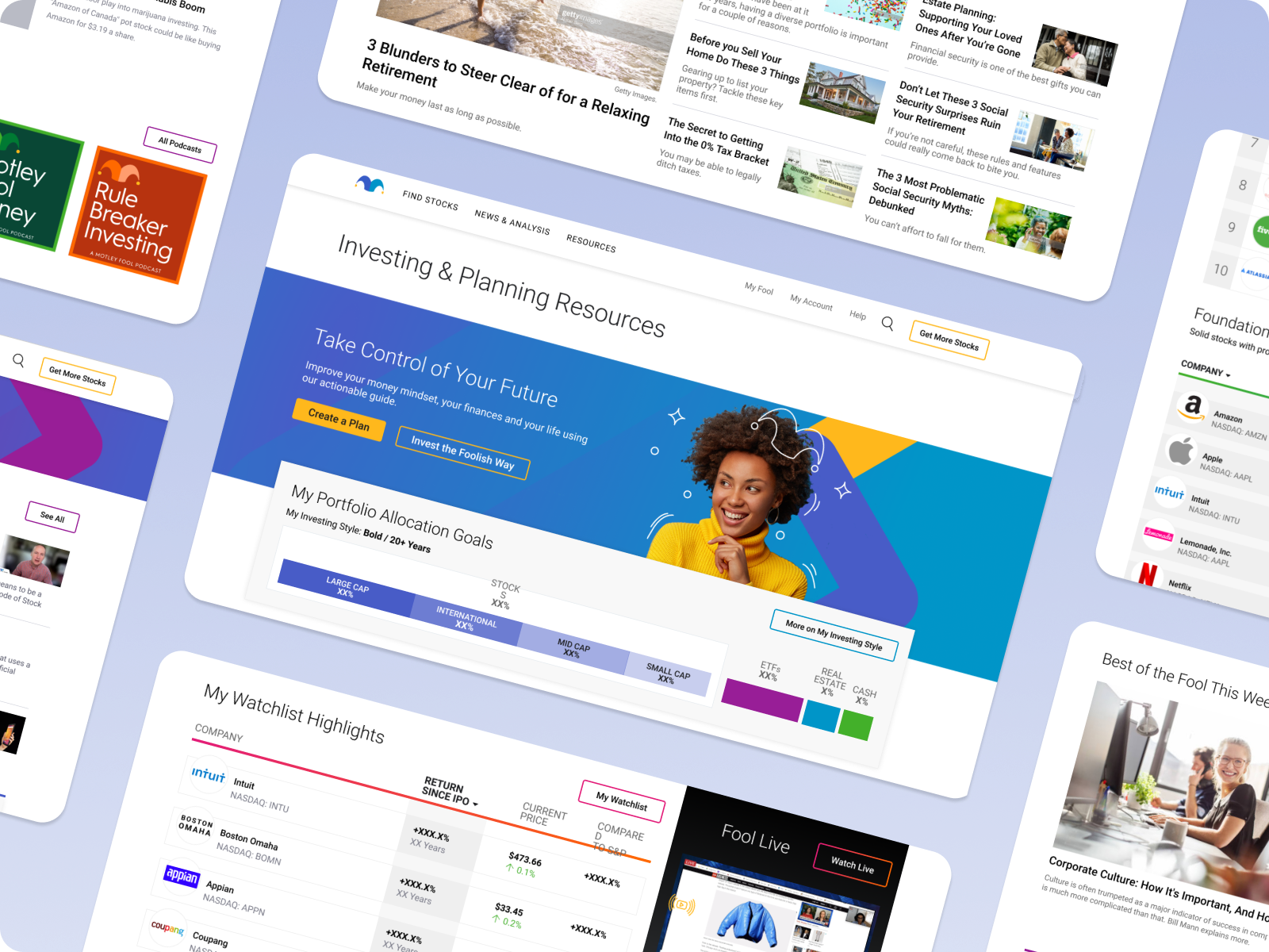 Page snippets from the approved redesign approach